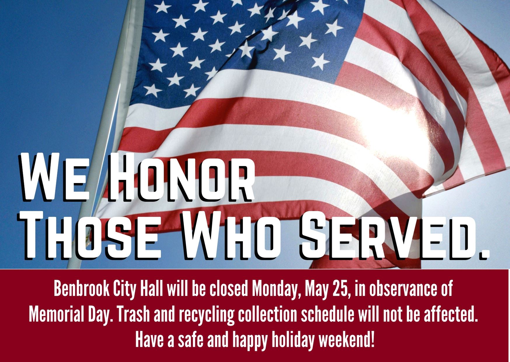Memorial Day Facebook Closure Notice - Copy